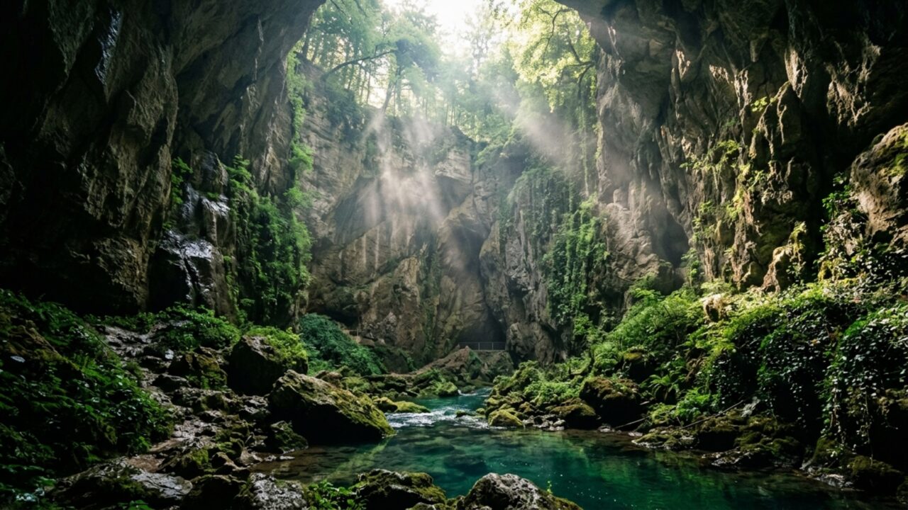 Cavernas usadas por humanos há milhares de anos também guardam um rio subterrâneo que alimenta uma área úmida protegida internacionalmente