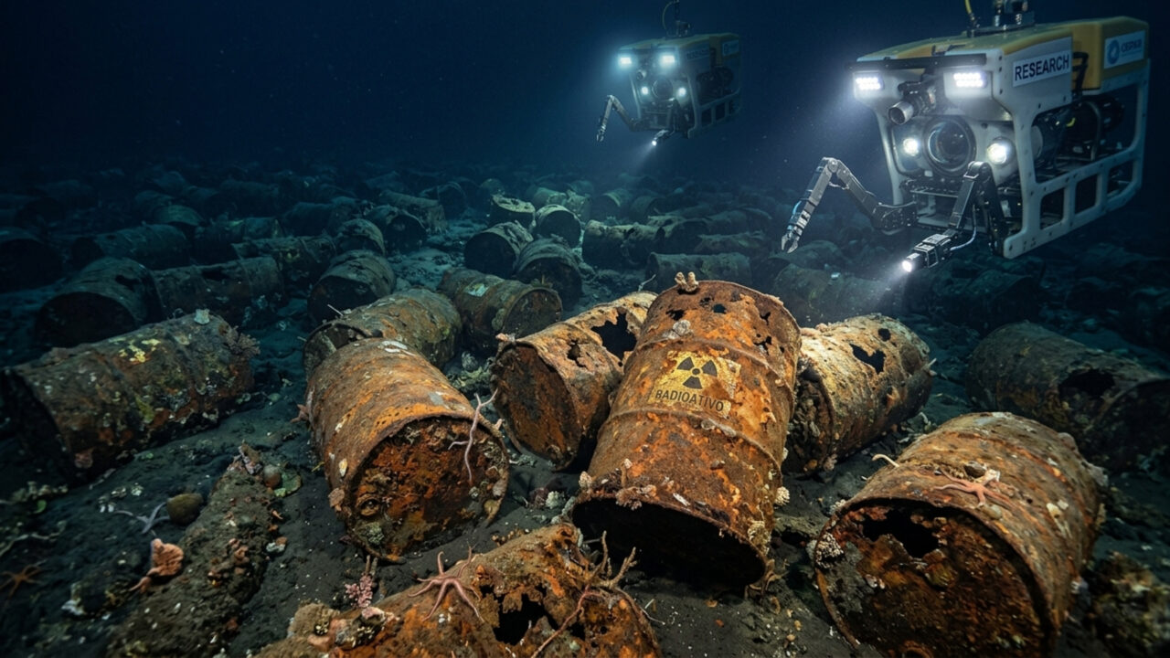 Mais de 200 mil barris radioativos foram abandonados no Atlântico e cientistas encontraram recipientes corroídos no fundo do mar