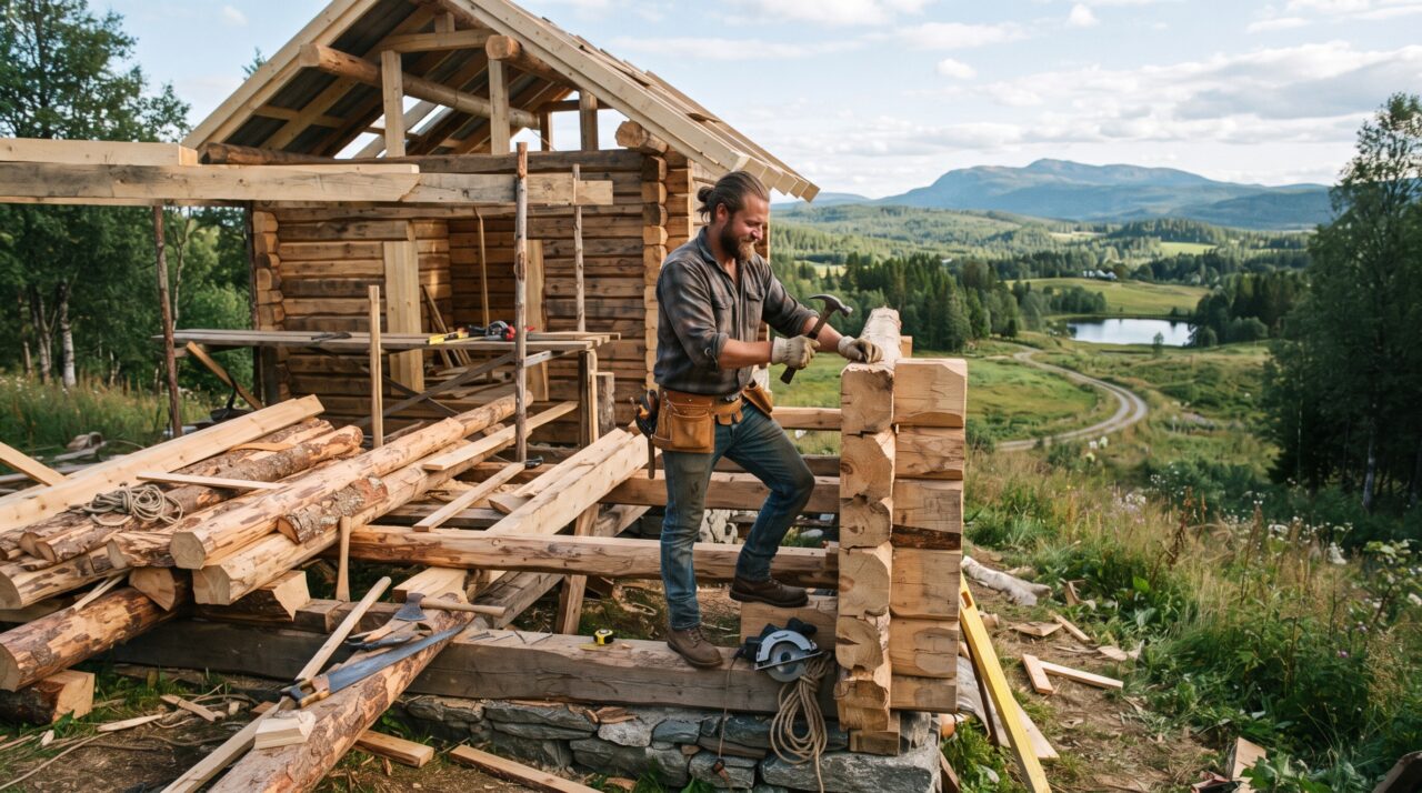 Acompanhe a construção desta cabana feita por um homem completamente sozinho no meio do mato e entregando um resultado impecável