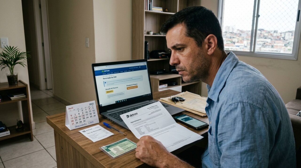Homem agenda a renovação da CNH vencida há mais de 40 dias, continua dirigindo porque já pagou a taxa do Detran e descobre na fiscalização que o agendamento não regulariza o documento
