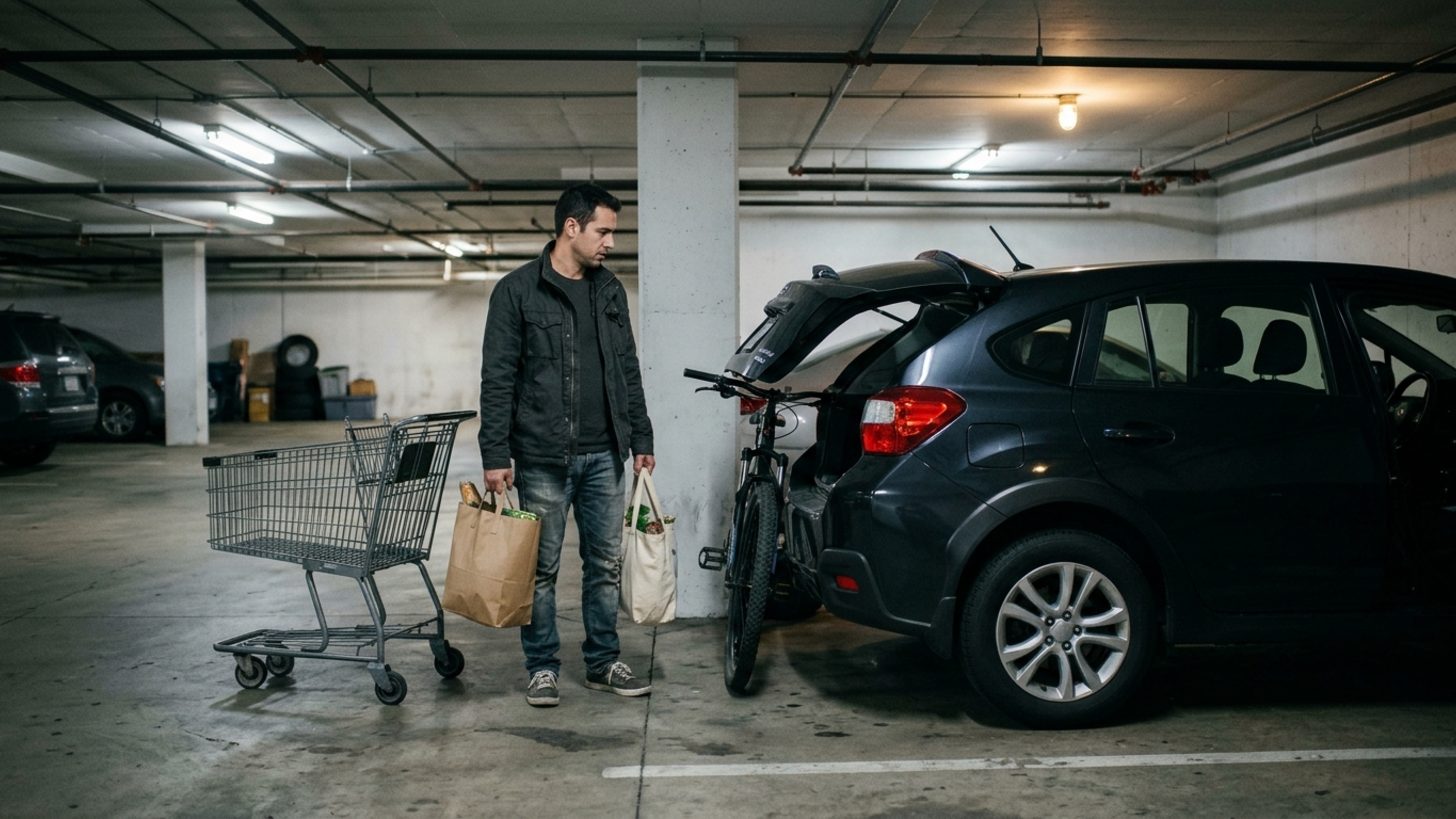 Condomínio instala suportes de bicicleta atrás das vagas e moradores percebem que os guidões avançam sobre o espaço usado para abrir o porta-malas dos carros