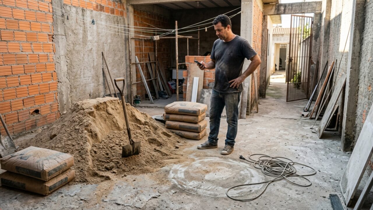 Família aluga uma betoneira para reformar o quintal e descobre que o equipamento passou três dias em outra obra enquanto o prazo de devolução continuava correndo em seu nome