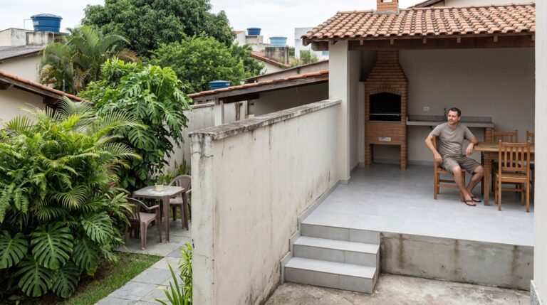 A elevação do piso da churrasqueira pode permitir que uma pessoa sentada enxergue o quintal vizinho, mesmo sem modificar o muro divisório