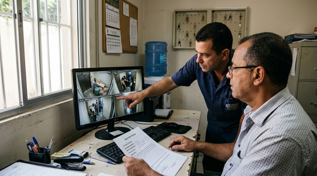 Proprietário reforma apartamento no décimo andar, elevador de serviço para de funcionar após o transporte de sacos de entulho e condomínio cobra o reparo integral, mas imagens mostram que outros moradores continuaram utilizando o equipamento depois da mudança