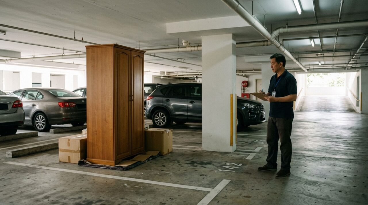 Morador deixa um armário antigo na vaga da garagem por alguns dias e, ao voltar de viagem, descobre que o condomínio mandou retirar o móvel junto com objetos considerados abandonados