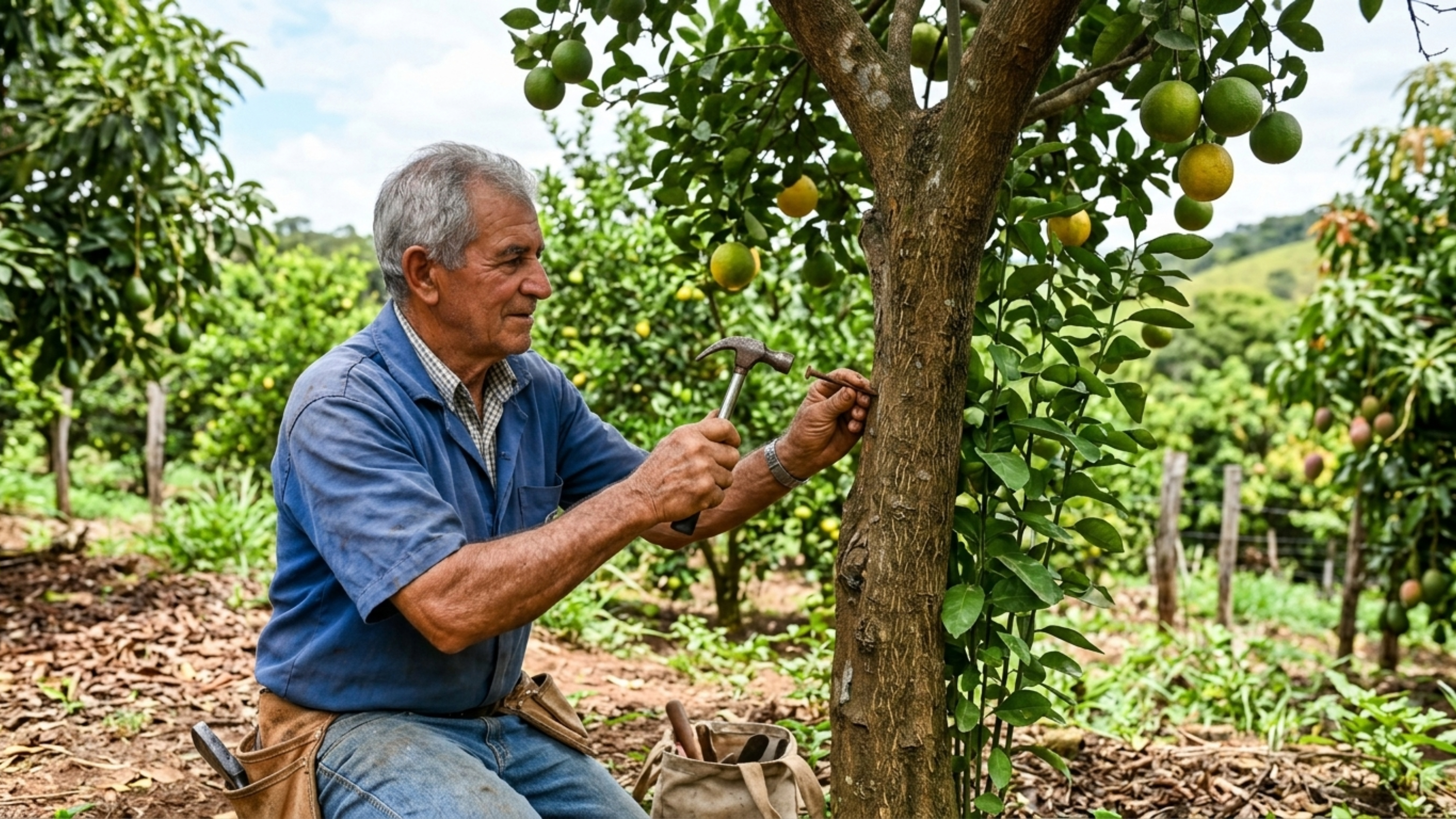 Mariluz del Campo, especialista em jardinagem, afirma: “Se você inserir um prego em uma árvore, ela começará a dar frutos muito rápido”