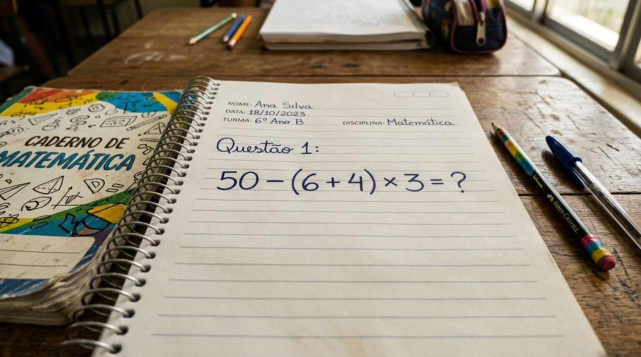 O desafio 50 − (6 + 4) × 3 parece simples, mas mistura algo que você já esqueceu