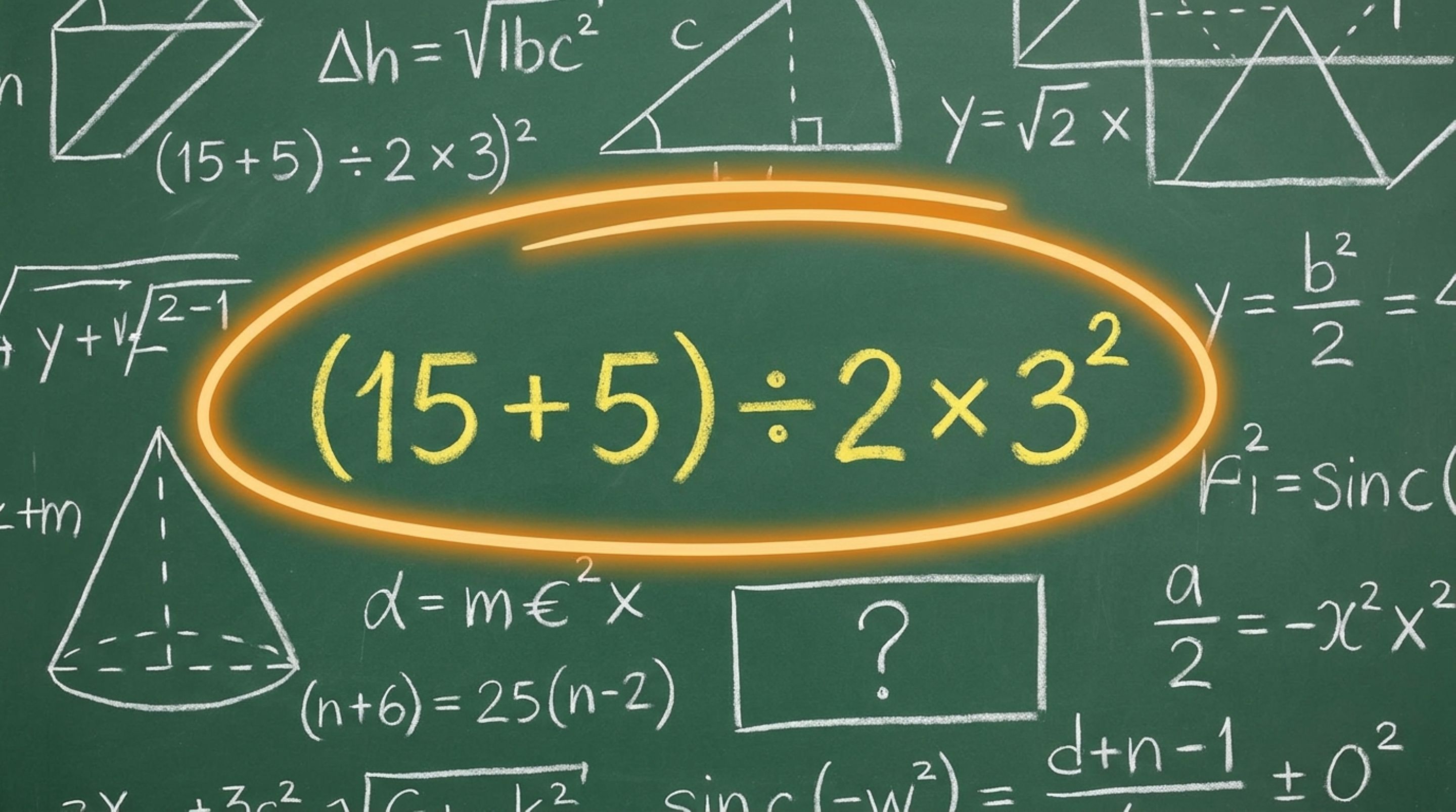 Apenas 3 das 10 pessoas que tentam resolver (15 + 5) ÷ 2 × 3² conseguem sem precisar de calculadora