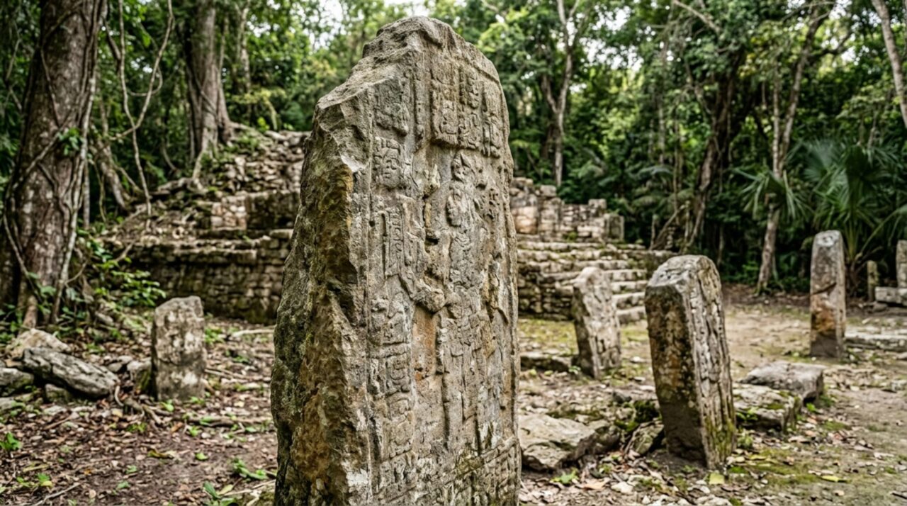Estelas esculpidas de Calakmul preservam vestígios da história política e dos governantes da antiga capital maia