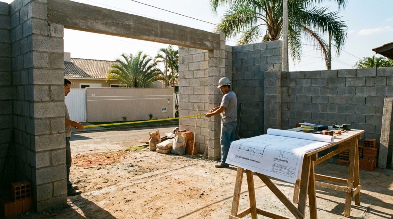 Casal compra lote anunciado com 12 metros de frente, constrói a garagem para dois carros e, ao encomendar o portão, descobre que a matrícula registra apenas 10 metros