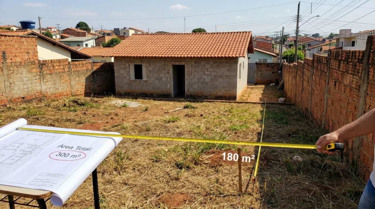 Homem compra terreno com 300 metros quadrados no contrato, termina a casa e descobre, ao preparar a venda, que o levantamento identifica uma área menor entre as divisas existentes