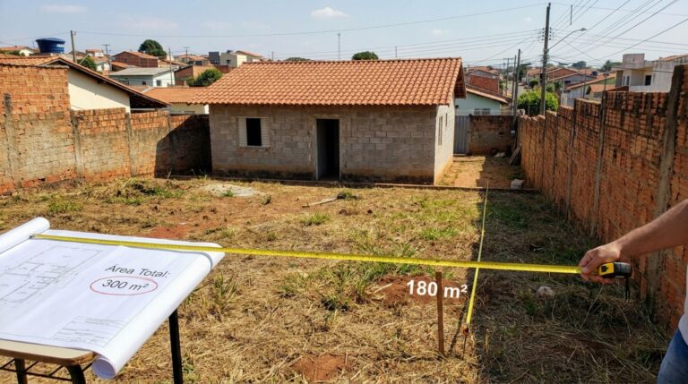 Homem compra terreno com 300 metros quadrados no contrato, termina a casa e descobre, ao preparar a venda, que o levantamento identifica uma área menor entre as divisas existentes