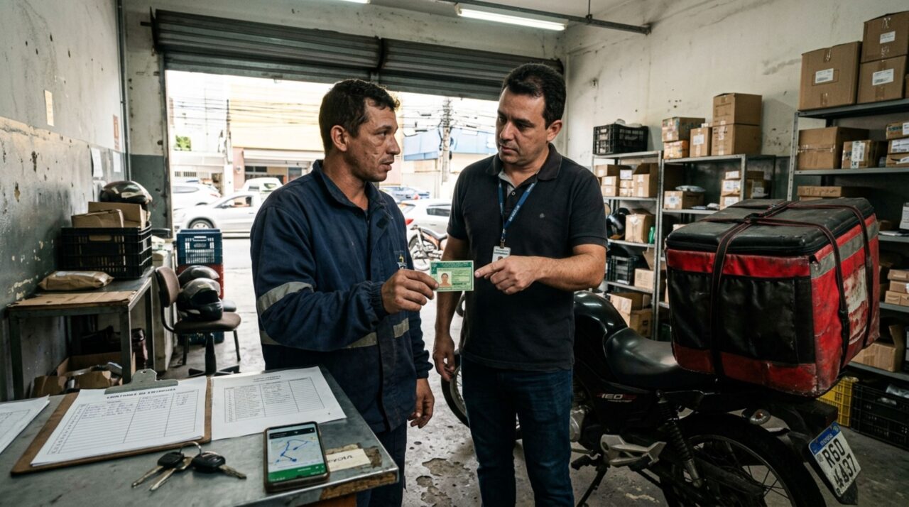 Entregador habilitado apenas para dirigir carros aceita substituir um colega na motocicleta da empresa, é abordado pela fiscalização e descobre o risco de conduzir veículo de outra categoria