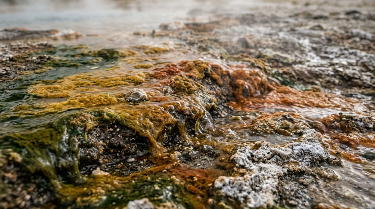 Tapetes microbianos de Yellowstone apresentam diferentes pigmentos que ajudam organismos microscópicos a sobreviver em ambientes de temperaturas elevadas