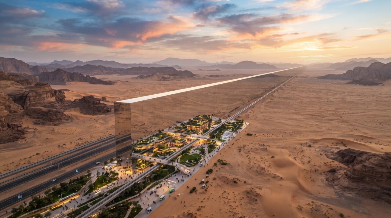 Estrutura, polêmicas e detalhes do projeto da cidade linear The Line na Arábia Saudita.