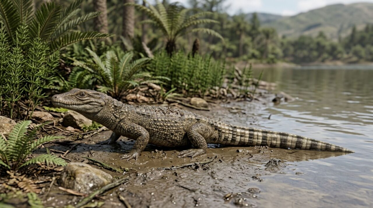 Um crocodilo de 125 milhões de anos ganhou cores sob luz ultravioleta: pele preservada revelou um padrão que pode ter servido como camuflagem