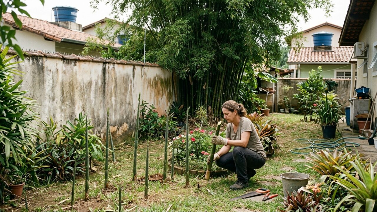 Morador planta bambu junto à divisa para criar uma barreira de privacidade e, algum tempo depois, o casal ao lado encontra brotos surgindo entre as plantas de seu jardim