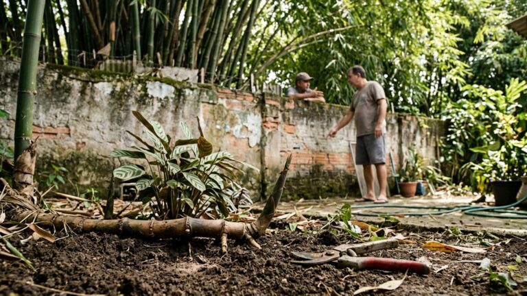 Morador planta bambu junto à divisa para criar uma barreira de privacidade e, algum tempo depois, o casal ao lado encontra brotos surgindo entre as plantas de seu jardim