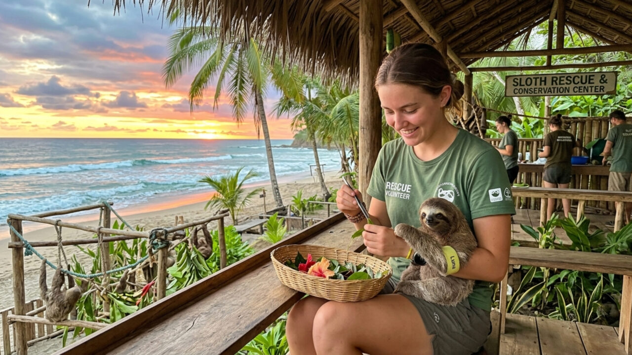Morar de graça na praia da Costa Rica: centro de resgate oferece quarto e 3 refeições a quem cuidar de preguiças