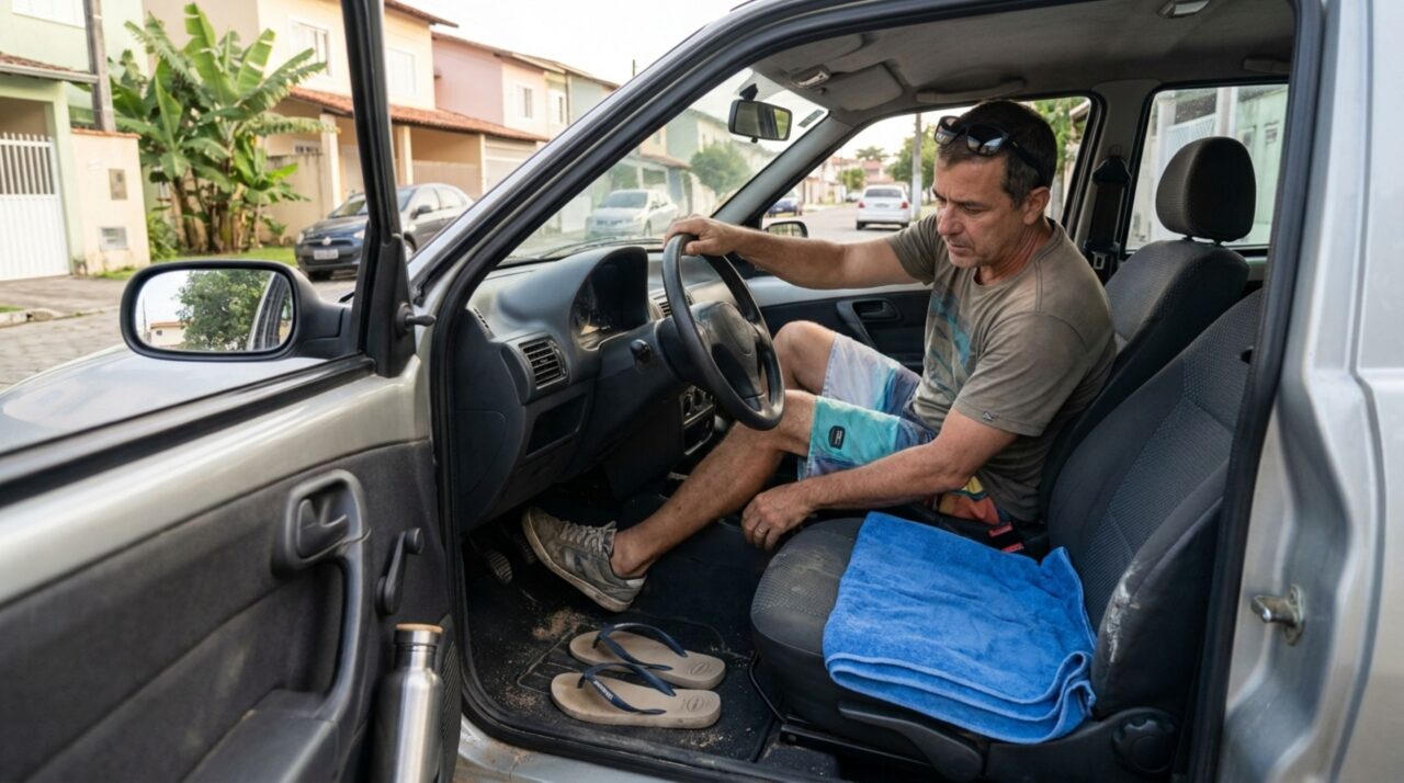 Motorista volta da praia usando chinelo de dedo, é abordado perto de casa e descobre por que percorrer uma distância curta não muda a regra sobre o calçado ao volante