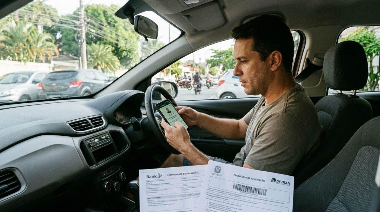 Condutor é parado sem a carteira física, afirma que renovou a CNH pela internet e descobre que o pagamento da taxa não basta para concluir que a habilitação foi renovada