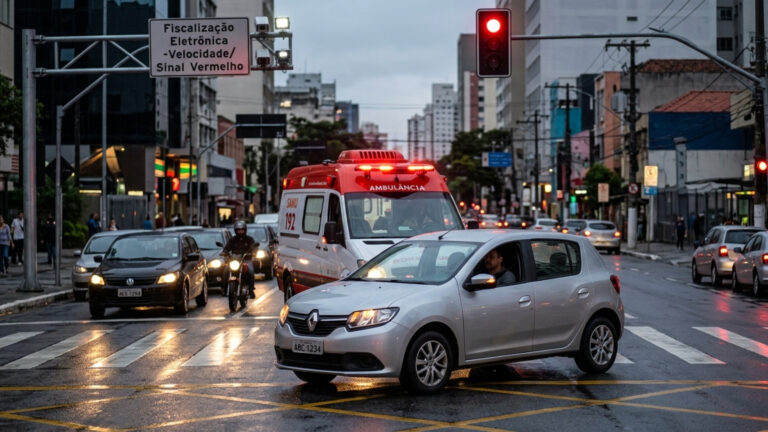 Motorista avança o sinal vermelho para abrir passagem a uma ambulância e recebe a multa em casa dá para recorrer O que diz o CTB