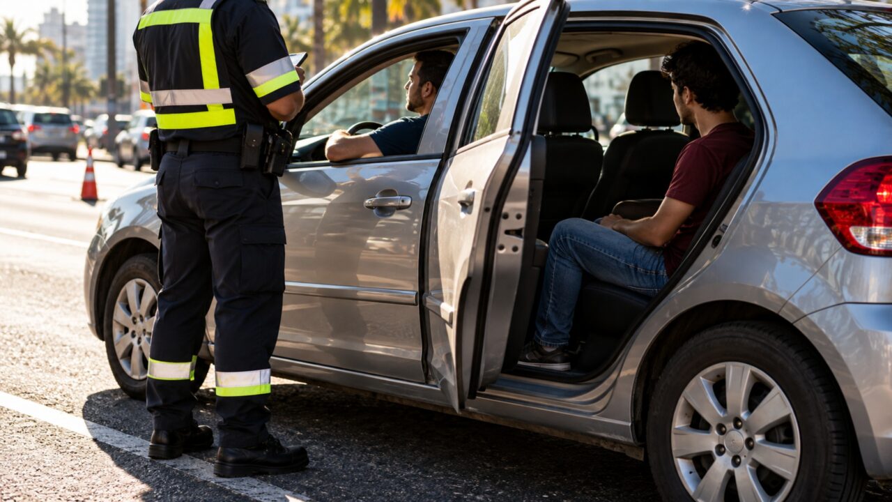 Motorista é parado numa fiscalização e passageiro que soltou o cinto no banco traseiro insiste que a cobrança deveria ser feita apenas a ele