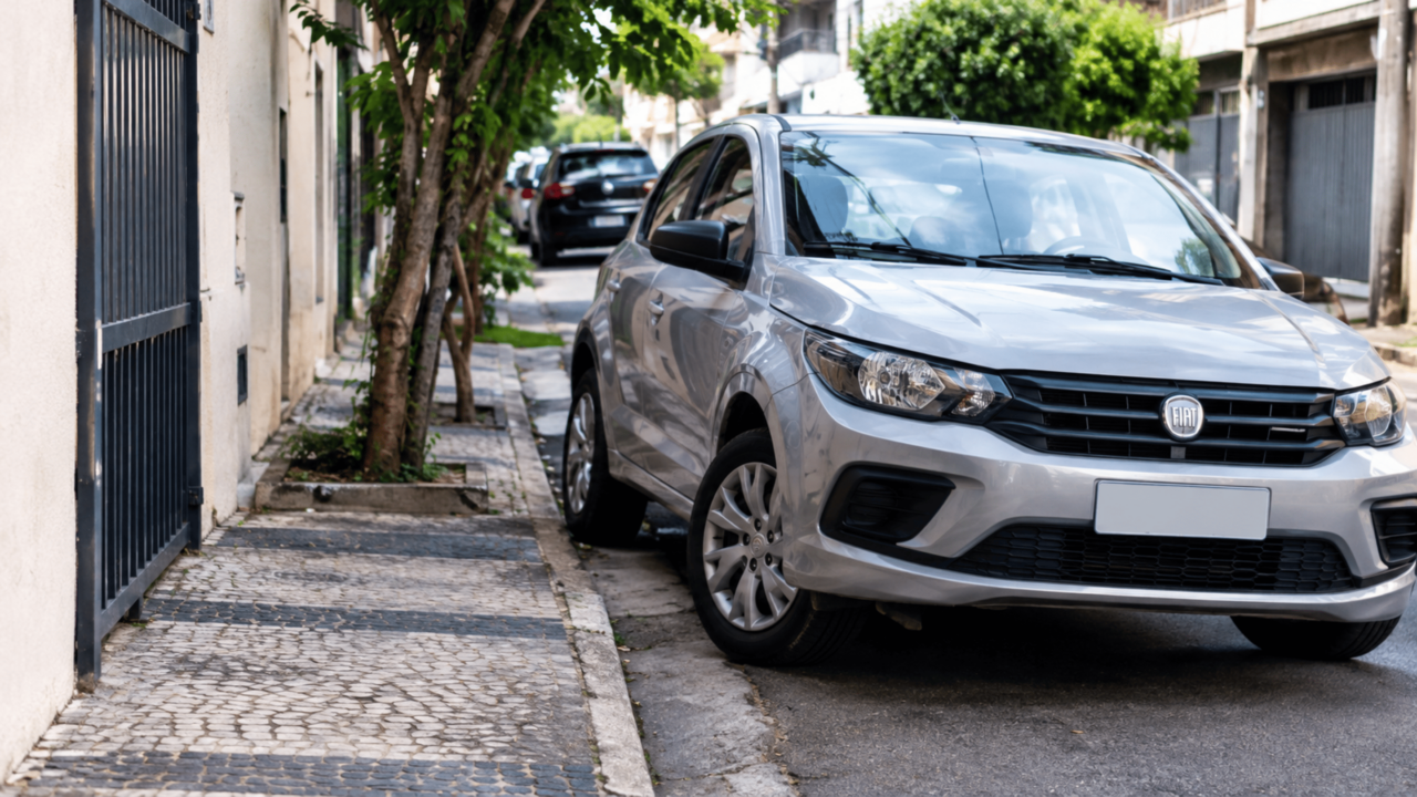 Motorista estaciona com duas rodas em cima da calçada da sua casa para não atrapalhar o fluxo de rua estreita e acaba pagando caro por bloquear a passagem de pedestres