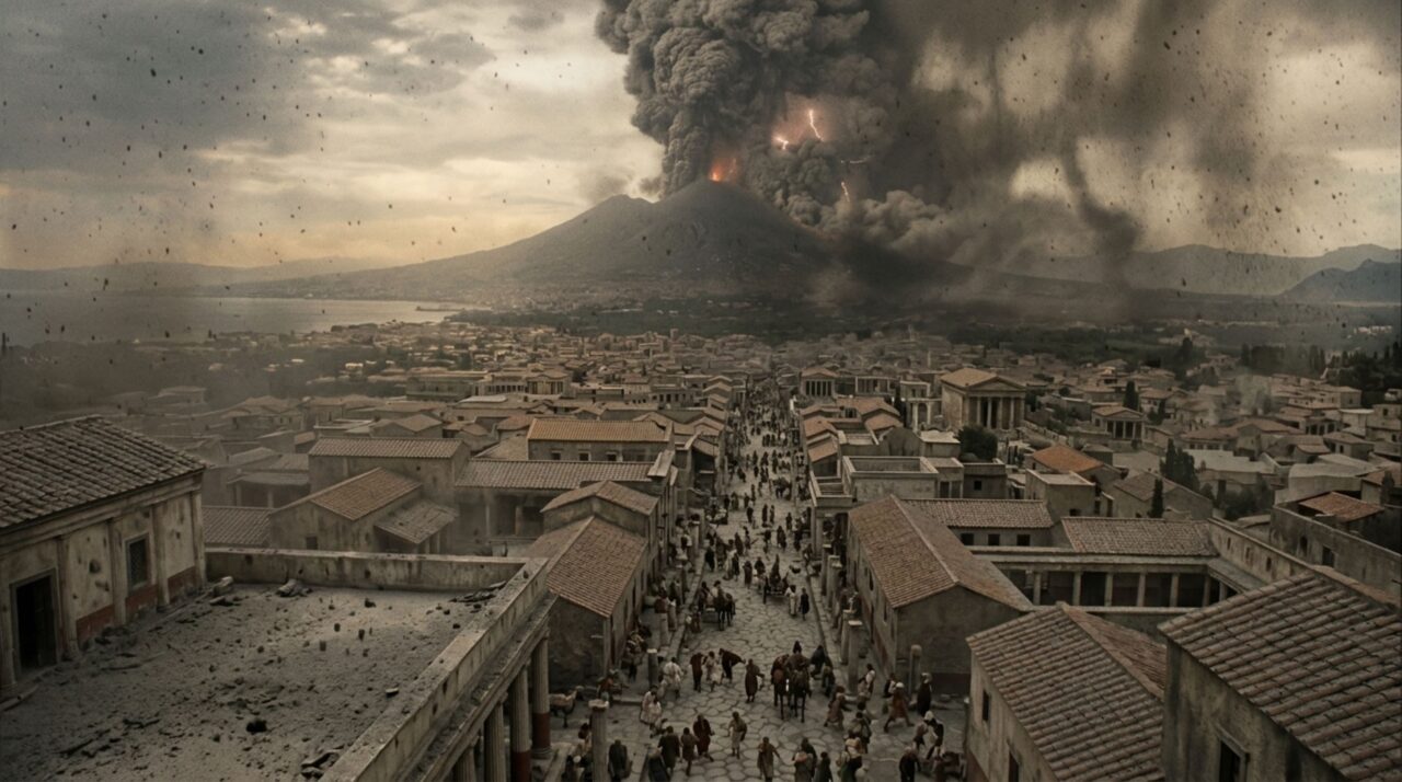 A erupção que enterrou Pompeia virou régua para medir o passado da Terra: uma data escrita há quase 2 mil anos recalibrou relógios geológicos