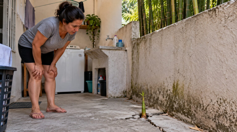 Vizinho planta bambu na divisa para ganhar privacidade e, dois anos depois, família ao lado encontra brotos rompendo o piso da área de serviço