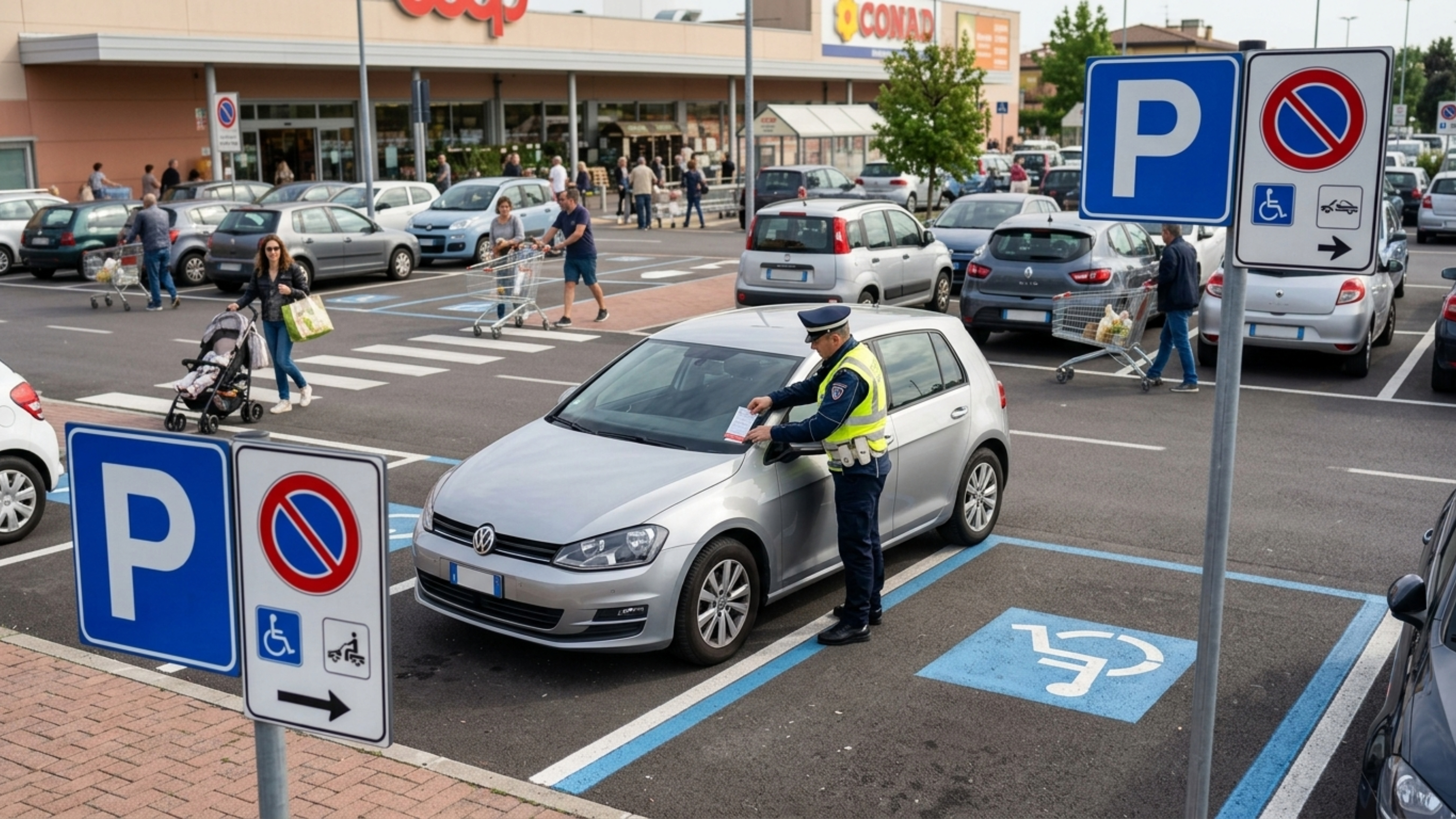 Na Itália você pode tomar uma multa no estacionamento do supermercado equivalente a R$ 5.500 e perder 6 pontos na carteira - Foto