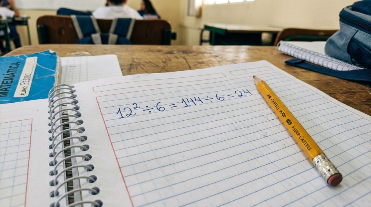 Quanto é (15 − 3)² ÷ 6? A resposta exige atenção até a última operação