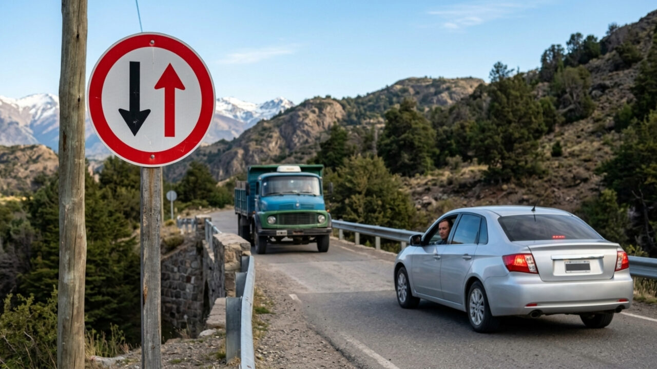 O que significa a placa de trânsito que tem uma borda, uma seta preta e uma seta vermelha