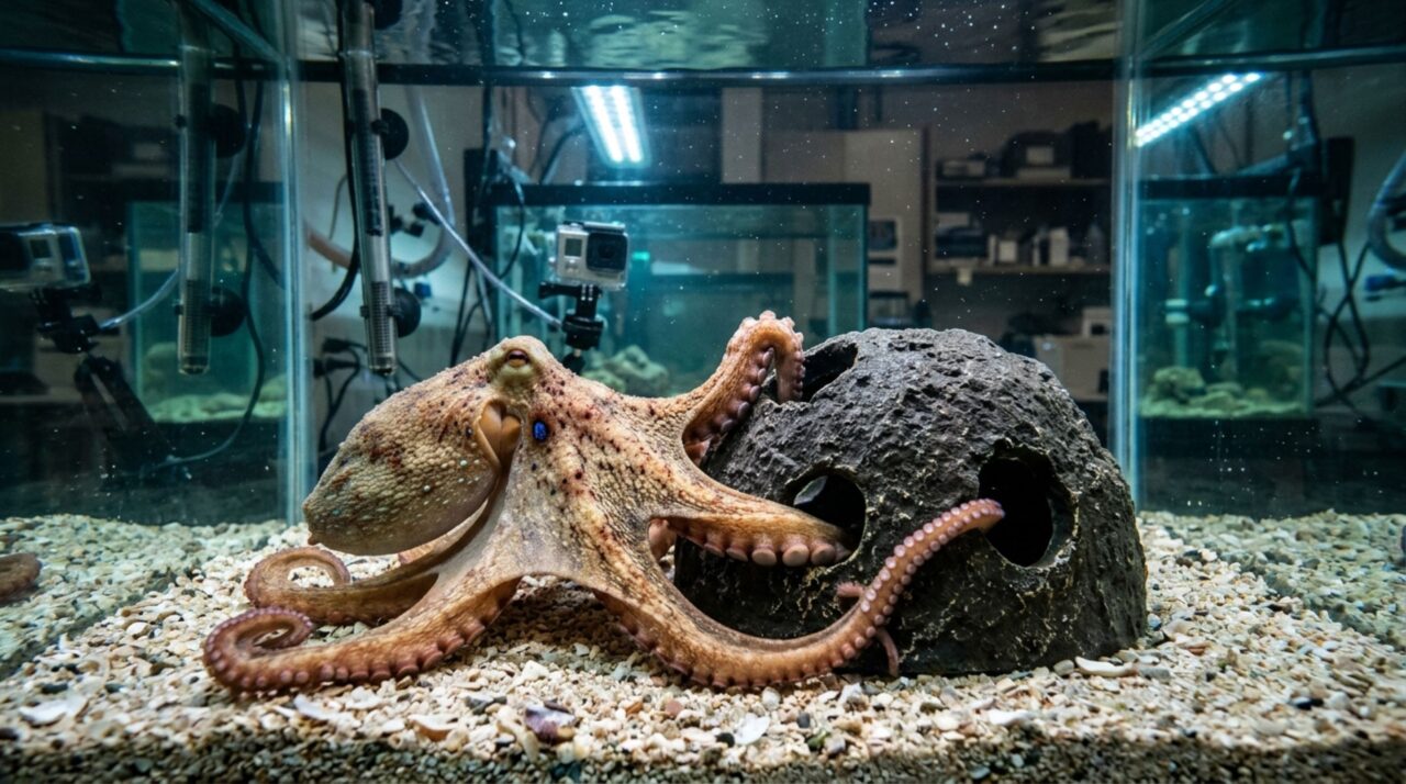 Pesquisa com 14 polvos analisou 117 ensaios para compreender como os animais coordenam seus braços durante explorações sem visão direta