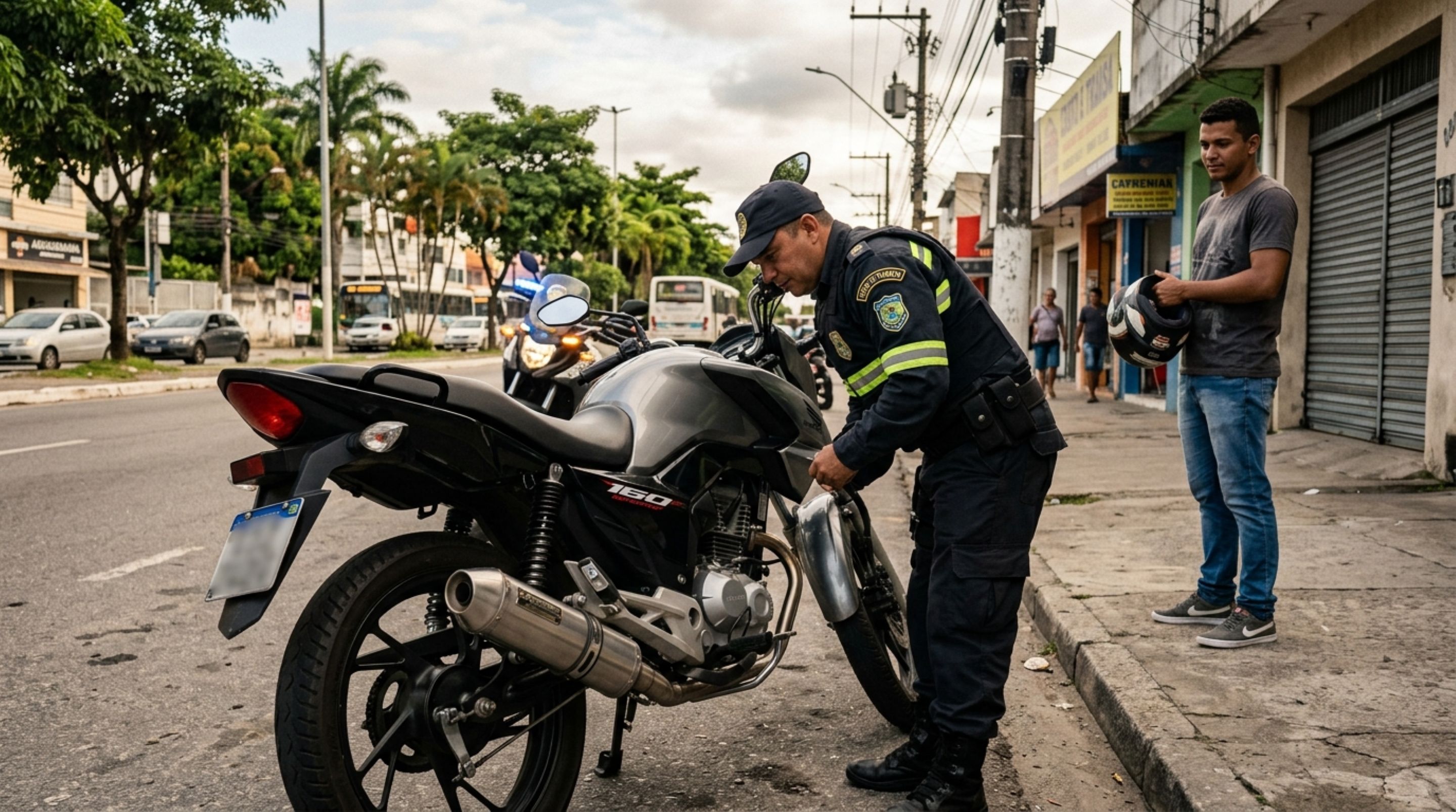 Motociclista instala um escapamento esportivo para deixar a moto com um ronco mais forte e descobre, durante uma fiscalização, que a troca da peça precisa atender a exigências técnicas