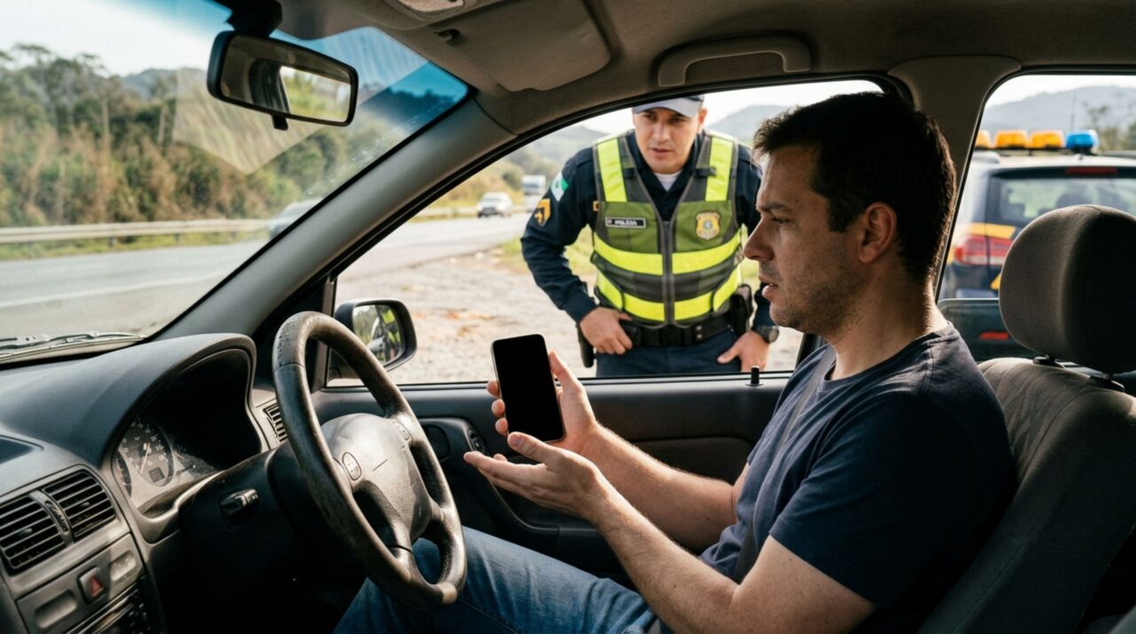 Motorista deixa o documento do carro apenas no celular e, depois que o aparelho descarrega durante a viagem, precisa descobrir quais alternativas continuam válidas