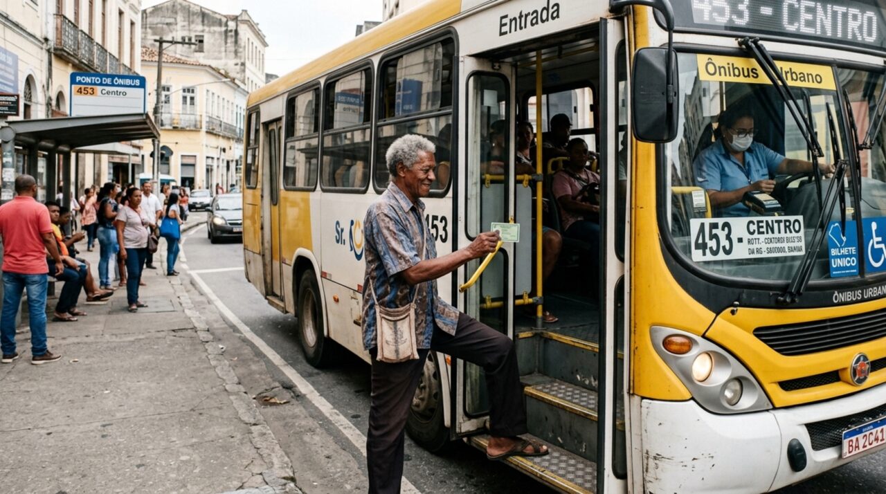 Idosos acima de 65 anos têm transporte urbano gratuito garantido por lei federal, mesmo onde a prefeitura “esquece” de avisar