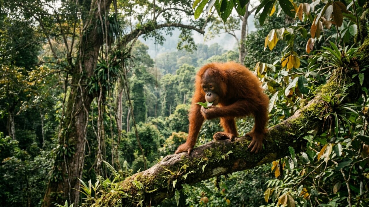 Filhotes de orangotango que observam mais também exploram melhor: oito anos de aprendizagem previram quão variada seria a dieta na independência