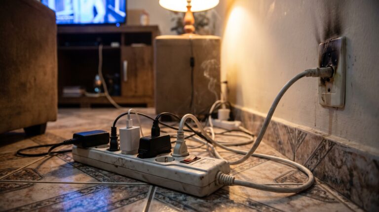 TV, videogame, roteador, ventilador e carregadores dividem a mesma tomada e o problema real vai muito além do número de plugues disponíveis no benjamim