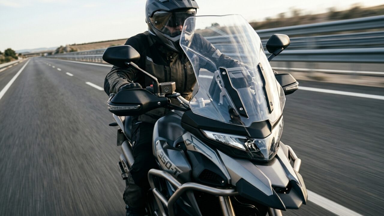 Para-brisa com ajuste elétrico, sensores de pressão dos pneus e tanque de 19 litros equipam esta moto de 41 cv preparada para viagens sem abandonar a agilidade urbana