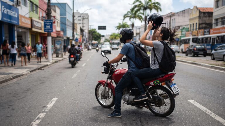 O perigo e as punições da multa por garupa sem capacete na moto de aplicativo.
