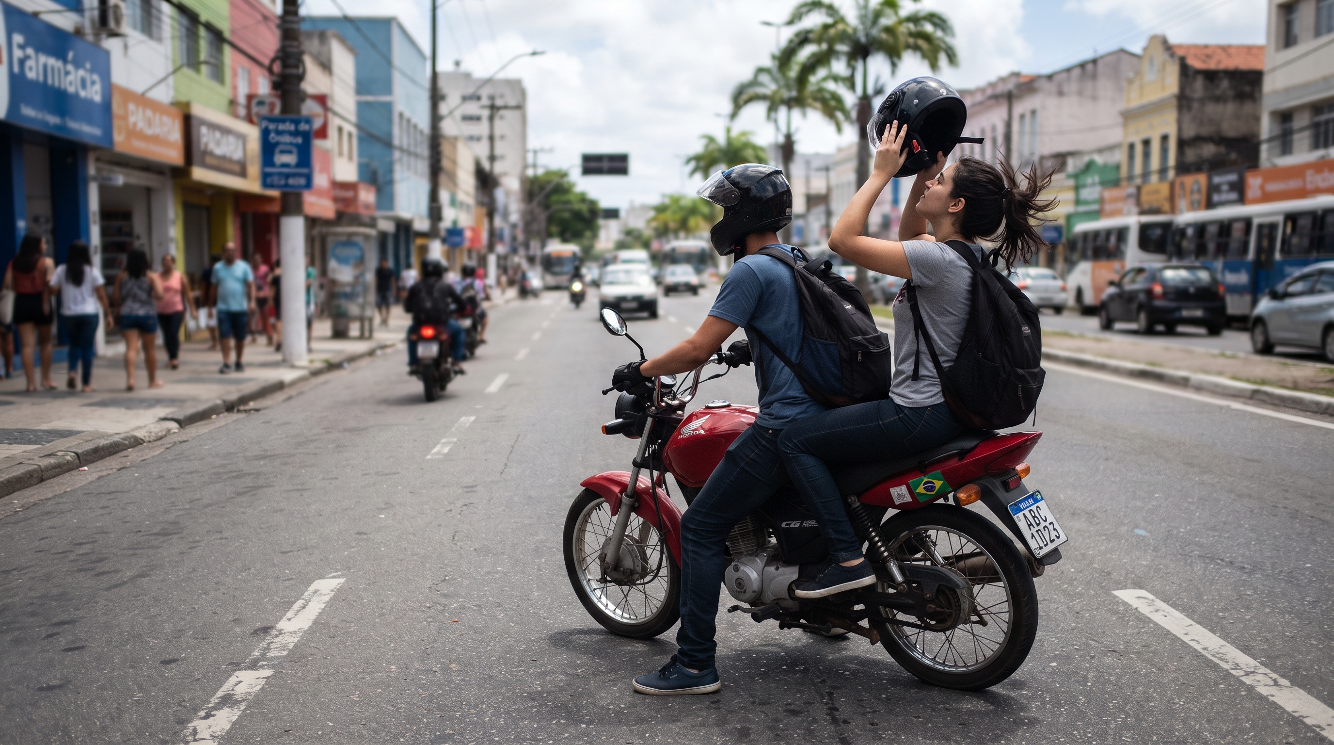 Garupa de moto por aplicativo tira o capacete um quarteiro | Economia | QTU Notícias