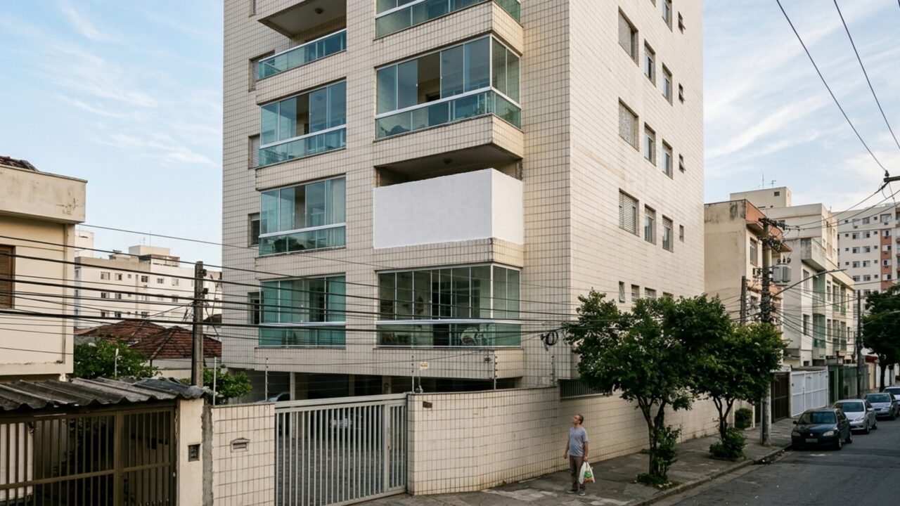 Família transforma a varanda em escritório e condomínio só percebe a mudança meses depois, quando a nova parede aparece claramente vista da rua