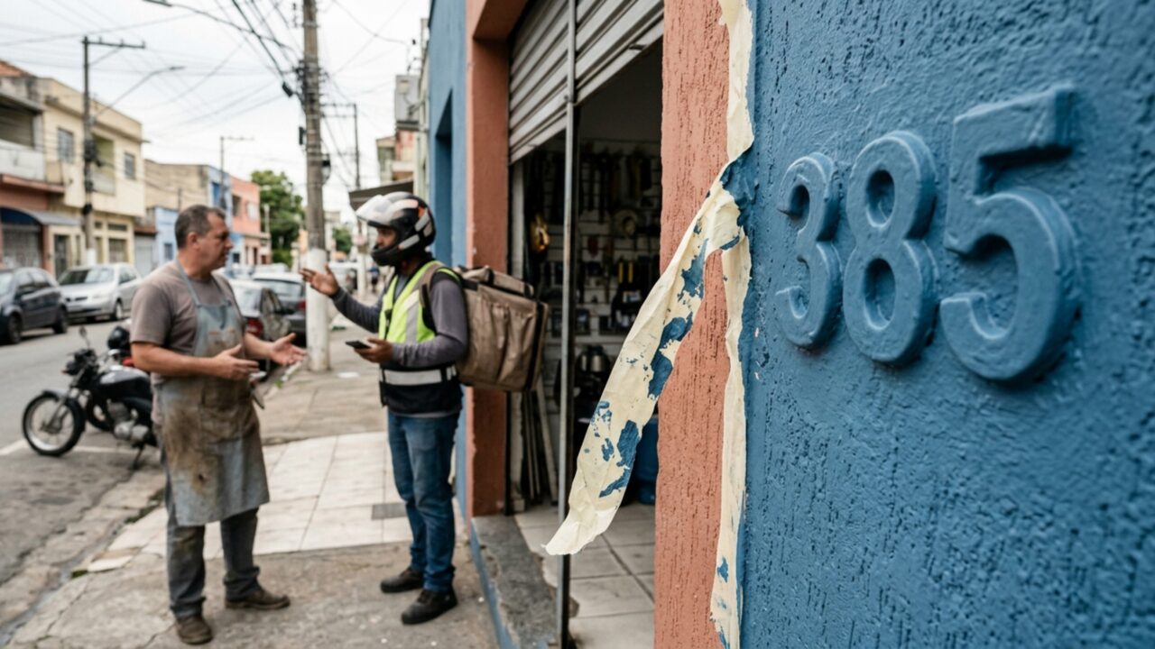 Dono de loja autoriza uma pintura na fachada, mas encontra o número do imóvel coberto pelo novo letreiro e começa a receber reclamações de clientes e entregadores que não conseguem localizar a entrada