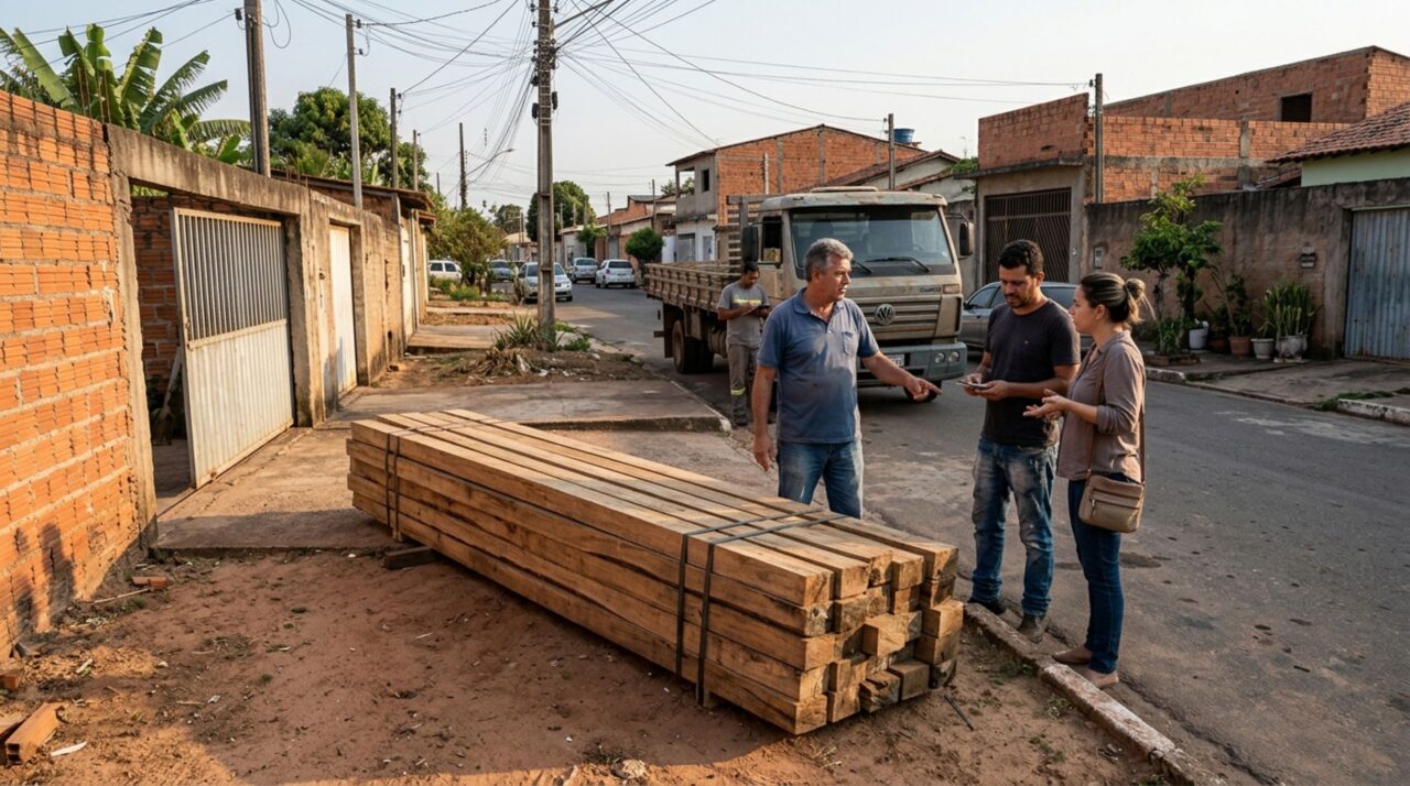 Proprietário compra madeira para construir um pergolado, fornecedor deixa as vigas no terreno vizinho e dono do lote cobra pela retirada, mas nota fiscal registra um complemento de endereço que não foi observado