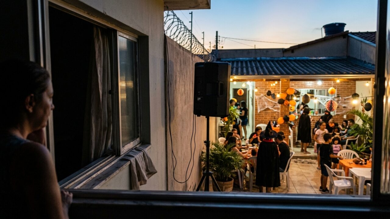 Mulher prepara uma festa de Halloween para 45 convidados e liga o som ainda durante a tarde, mas descobre que não existe uma liberação geral para incomodar os vizinhos antes das 22 horas