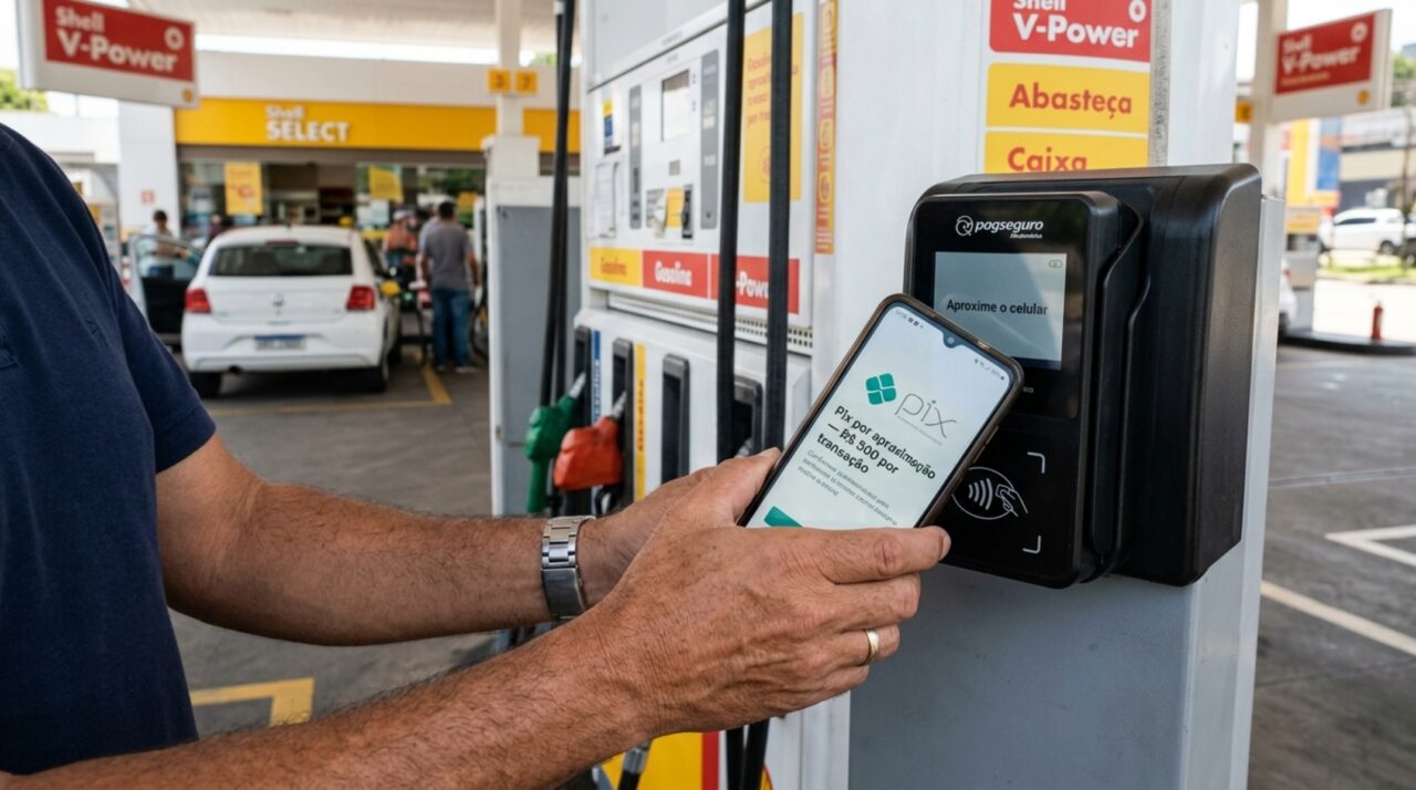 Motorista usa o Pix por aproximação para pagar o pedágio/posto e descobre o novo limite de R$ 500 por transação: o que muda a partir de agora