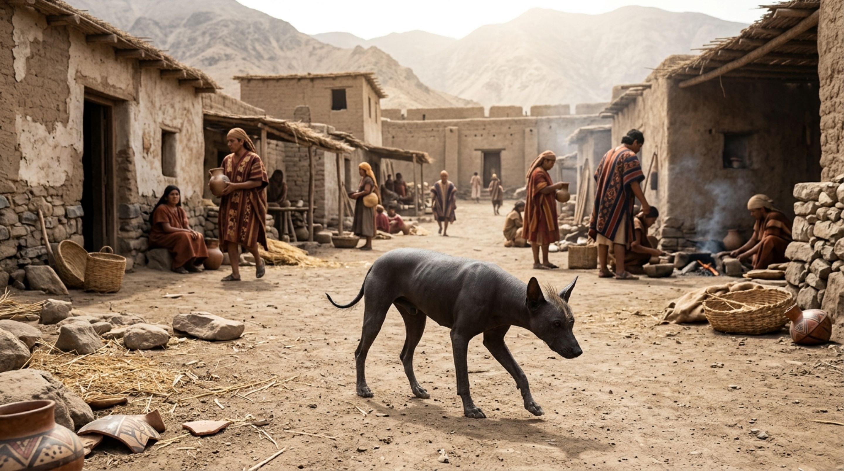 Cães sem pelo foram enterrados com pessoas há 1.200 anos e alguns filhotes ficaram preservados até hoje no Peru