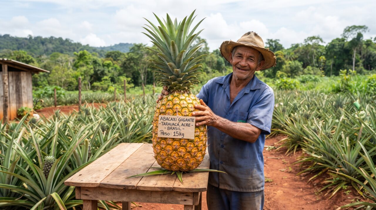 A famosa cidade do Acre que cultiva abacaxis gigantes de até 15 quilos