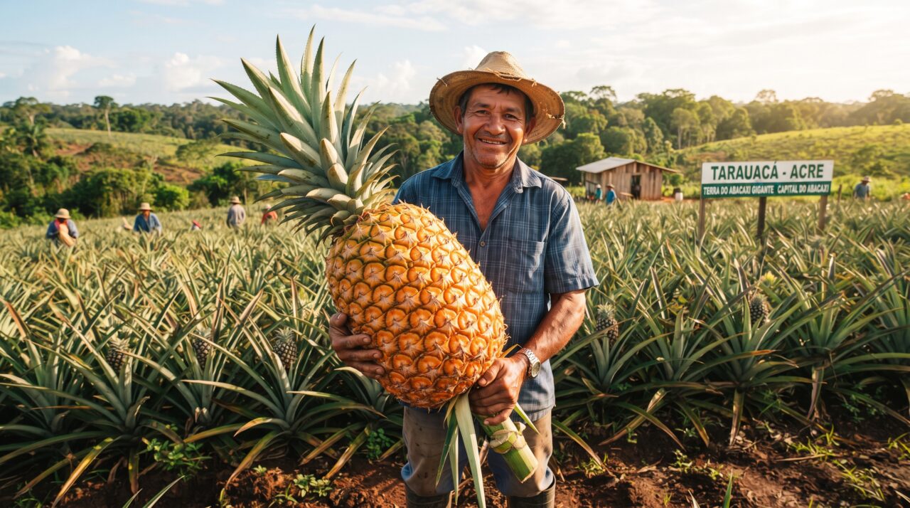 A cidade acreana que ganhou fama nacional por cultivar a maior variação de abacaxis gigantes do planeta